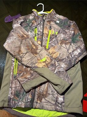 Under Armour Men's Realtree Camo Softshell Jacket with Neon Yellow Accents